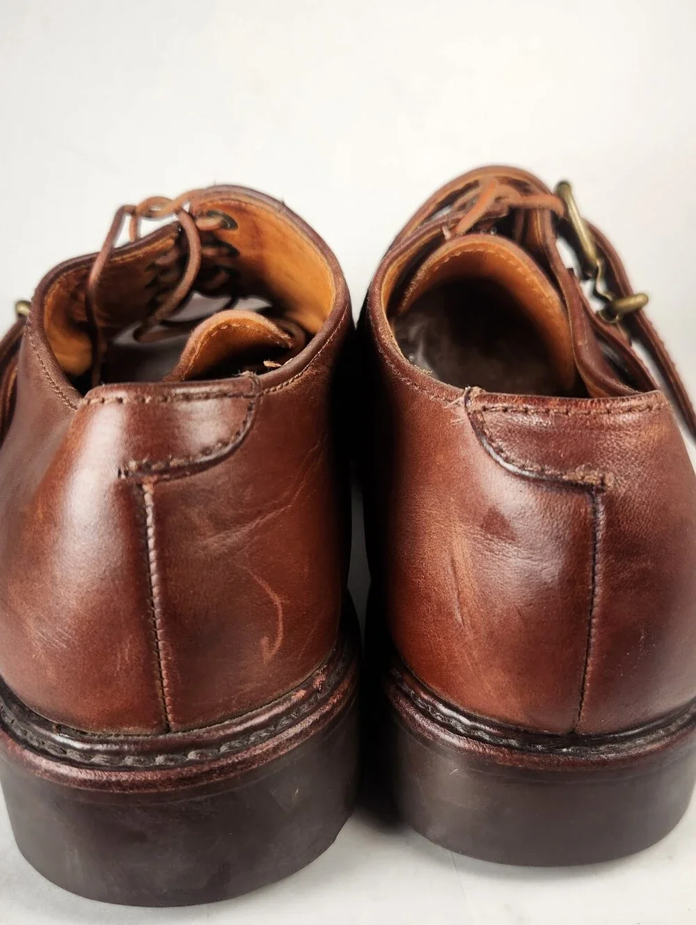 RALPH LAUREN Country Men's Shoe Size 7 D Monk Strap Lace Up Leather Vintage